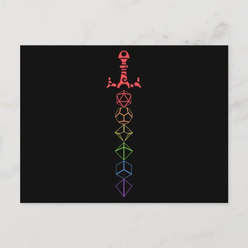 Nerdy Dice Set Collector Sword LGBT Pride Announcement Postcard