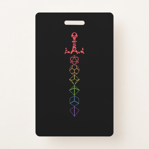 Nerdy Dice Set Collector Sword LGBT Pride Badge