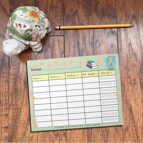 Nerdy Duckling Kid Spring Book Log with Ratings Notepad