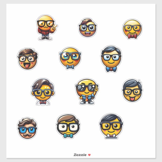 Nerdy Emoji Heads - A Collection of Cute, Geeky Em Sticker (Sheet)