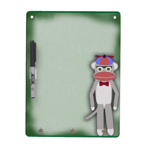 Nerdy Fifties Goofy Silly Sock Monkey Cartoon Dry Erase Board