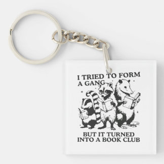 Nerdy Forest Animals Reading Club Illustration Keychain