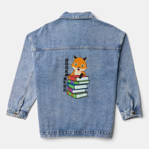 Nerdy Fox Book  Animal  For Men Women Furry  1  Denim Jacket