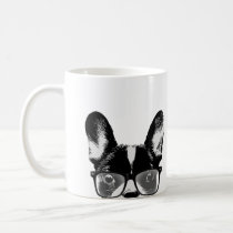 Nerdy French Bulldog Hipster Dog Coffee Mug