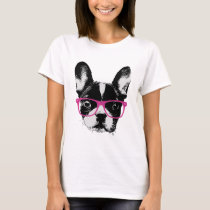Nerdy French Bulldog Mom Hipster T-Shirt