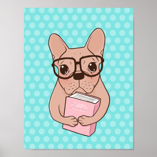 Nerdy French Bulldog Poster (Front)