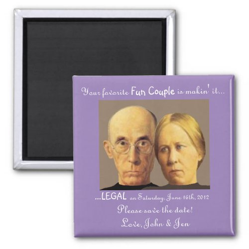 Nerdy Fun Couple Save_The_Date Cute Funny  Magnet