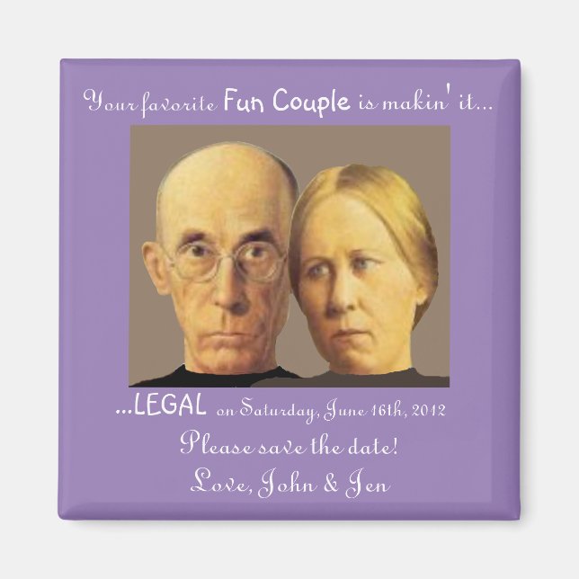 Nerdy Fun Couple Save-The-Date Cute Funny  Magnet (Front)