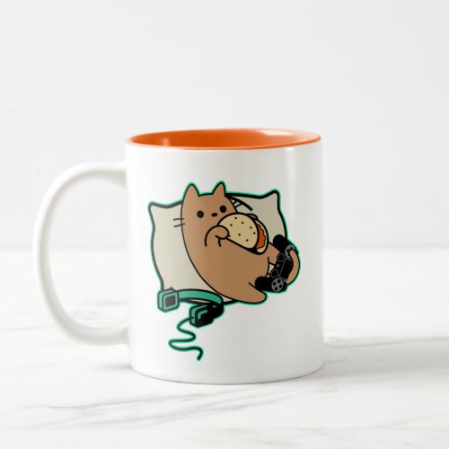 Nerdy Gamer Cat Taco Loading Game Pause Two_Tone Coffee Mug