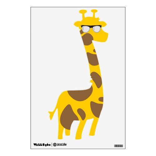 Nerdy Giraffe Funny Face Cartoon Art Fun Wall Decal