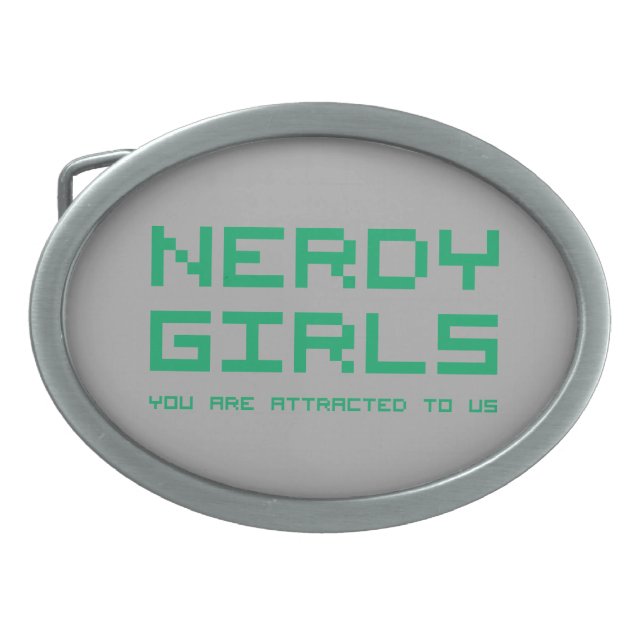 Nerdy Girls 2 Oval Belt Buckle (Front)