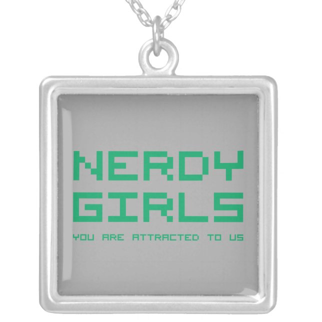 Nerdy Girls 2 Silver Plated Necklace (Front)