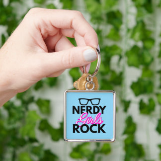 Nerdy Girls Rock Design Keychain