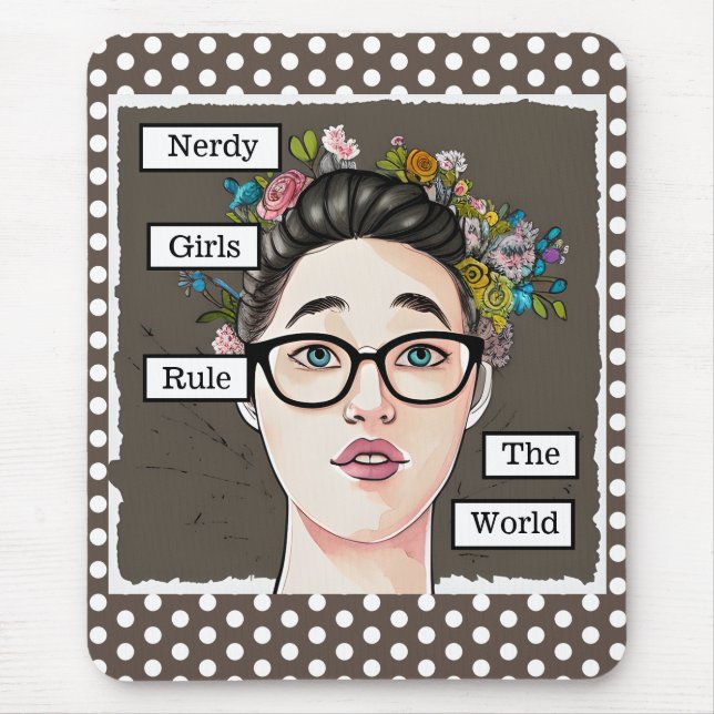 Nerdy Girls Rule the World Mouse Pad (Front)