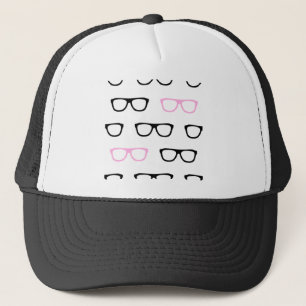 nerdy glasses pink nerd trucker hat