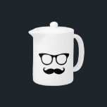 Nerdy Mustache Man Teapot<br><div class="desc">Fun design featuring a pair of black rimmed nerd glasses and a full black manly mustache! For that nerdy mustache man!</div>
