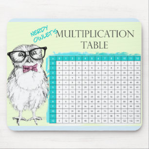 Nerdy Owl multiplication table Mouse Pad