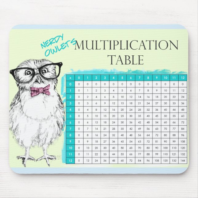 Nerdy Owl multiplication table Mouse Pad (Front)