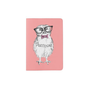 Nerdy owl - small but smart! passport holder