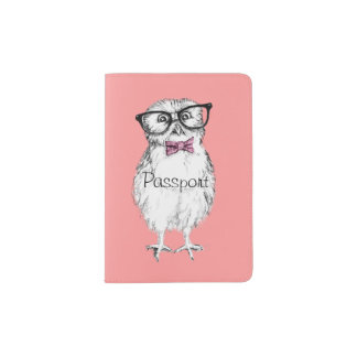 Nerdy owl - small but smart! passport holder