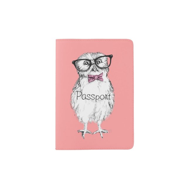 Nerdy owl - small but smart! passport holder (Front)
