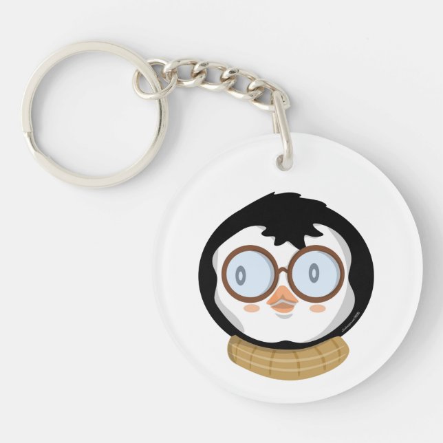 Nerdy Penguin Boy Acrylic Keychain (Front)