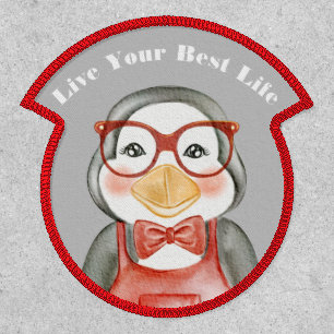 Nerdy Penguin Watercolor Custom Patch