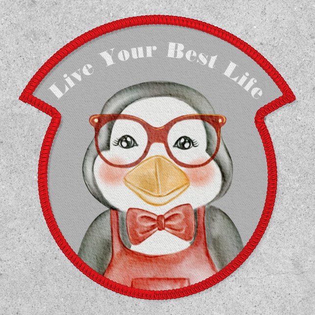 Nerdy Penguin Watercolor Custom Patch (Front)