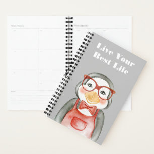Nerdy Penguin Watercolor Custom Planner