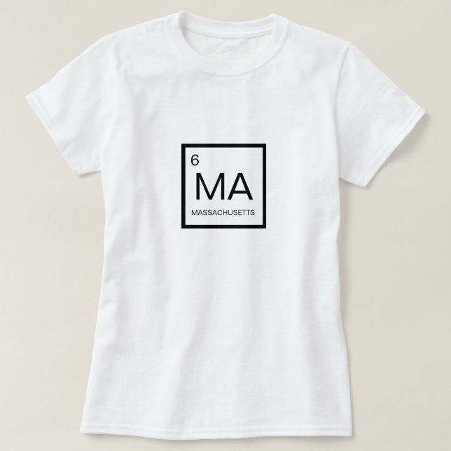 Nerdy Periodic Table Element of Massachusetts T-Shirt (Design Front)