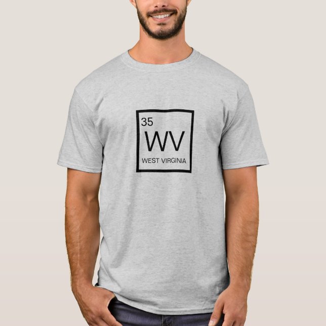 Nerdy Periodic Table Element of West Virginia T-Shirt (Front)