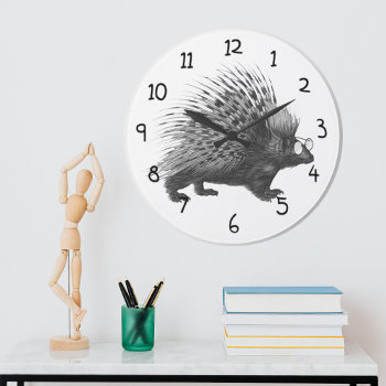 Nerdy Porcupine Large Clock by BluePress at Zazzle