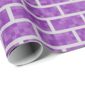 Nerdy Purple Pixelated 8-Bit Look Bricks Pattern Wrapping Paper (Roll Corner)
