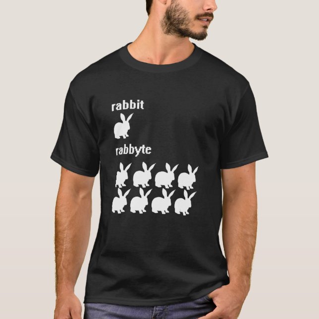 Nerdy Rabbit Bit Byte Computer Scientist T-Shirt (Front)