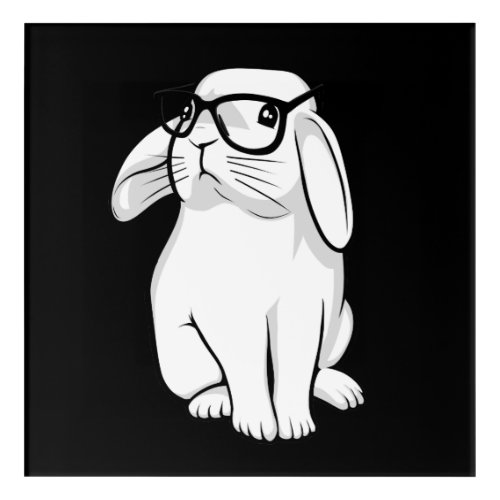 Nerdy Rabbit Cute Bunny Pet With Glasses Acrylic Print