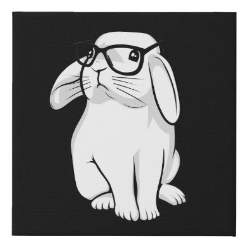Nerdy Rabbit Cute Bunny Pet With Glasses Faux Canvas Print