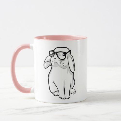 Nerdy Rabbit Cute Bunny Pet With Glasses Mug