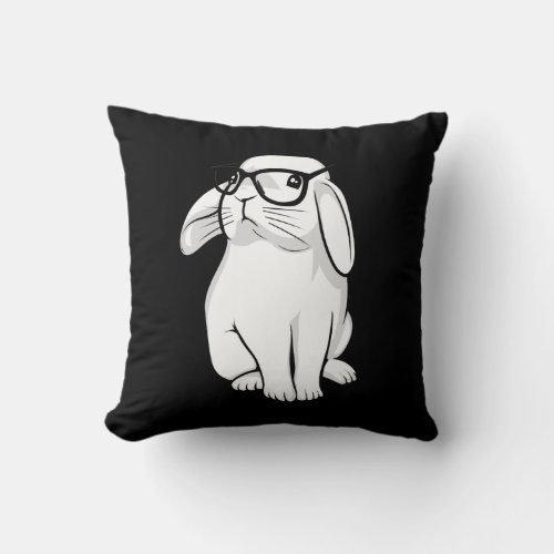 Nerdy Rabbit Cute Bunny Pet With Glasses Throw Pillow