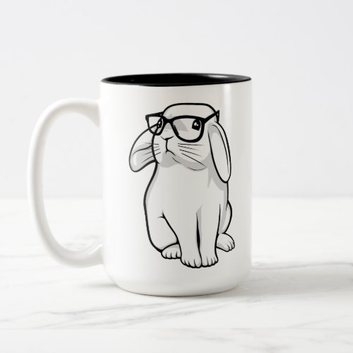 Nerdy Rabbit Cute Bunny Pet With Glasses Two_Tone Coffee Mug
