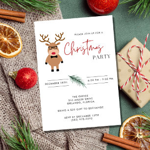 Nerdy Reindeer Office Christmas Party Invitation