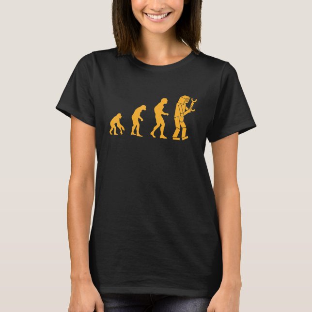 Nerdy Robot Evolution Computer Robotics Geek T-Shirt (Front)