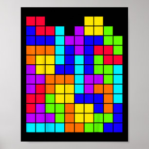 Nerdy Tetrominoes Block Puzzle Video Game Math Tea Poster