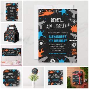 Nerf birthday invitations top gun water dart war 
