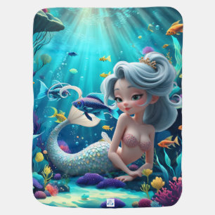 Nerina – The Gentle Mermaid of Coral Dreams. Baby Blanket