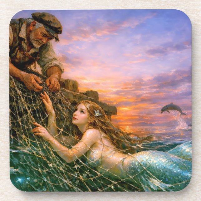 Nerithea and the Moral Catch - Fisherman’s Dilemma Beverage Coaster (Front)