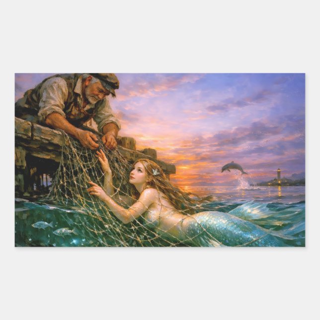 Nerithea and the Moral Catch - Fisherman’s Dilemma Rectangular Sticker (Front)