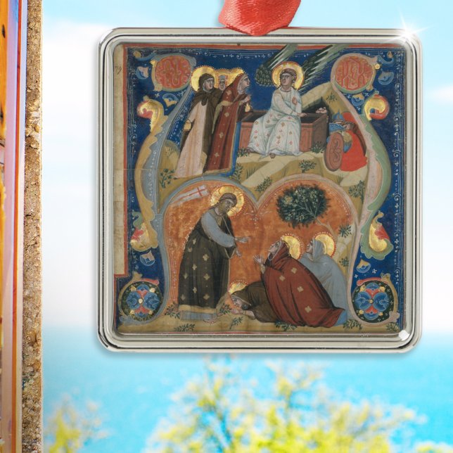 Nerius Manuscript Illumination Italian Art Easter Metal Ornament (An ornament for Easter with Italian art from a Nerius illuminated manuscript)