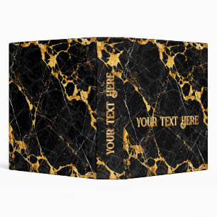 Nero Portoro Luxury Black Gold Marble Design 3 Ring Binder