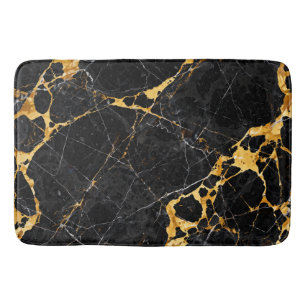 Nero Portoro Luxury Black Gold Marble Design Bath Mat