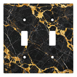 Nero Portoro Luxury Black Gold Marble Design Light Switch Cover